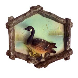 Inarco Canada Goose Wall Plaque Lake Home Decor 3D Wildlife Art Vintage 60s Cera